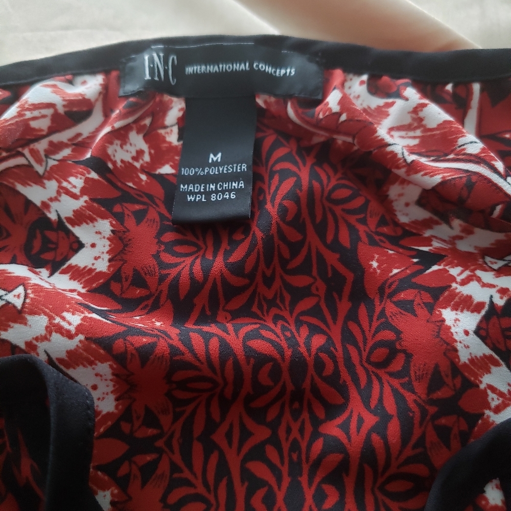 Red & white floral blouse